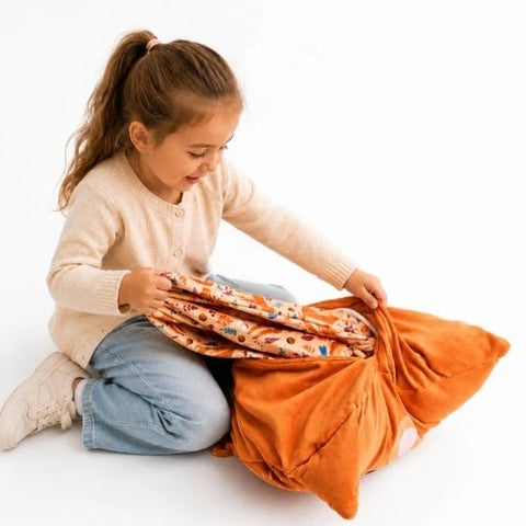 Peluche couverture renard Poupilou 3-en-1