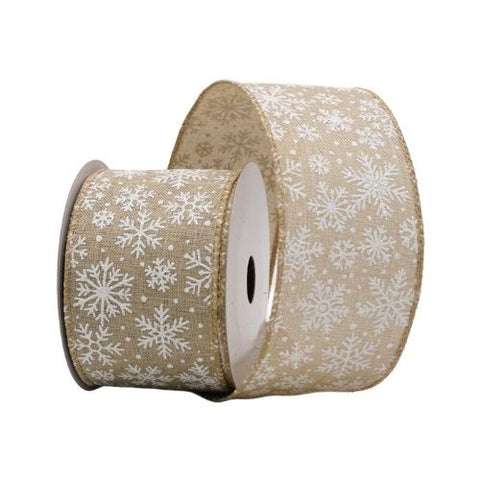 Ruban câblé naturel avec motifs de flocons de neige