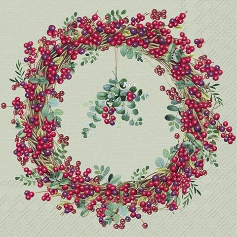 Serviette de table – Couronne de baies rouges