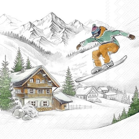 Serviette de table – Descente en planche à neige