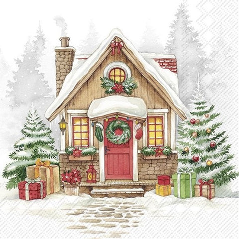 Serviette de table – Maison de Noël enneigée