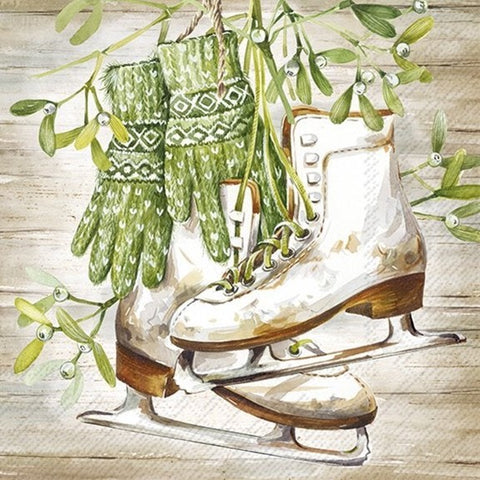 Serviette de table – Patins à glace et gants d’hiver