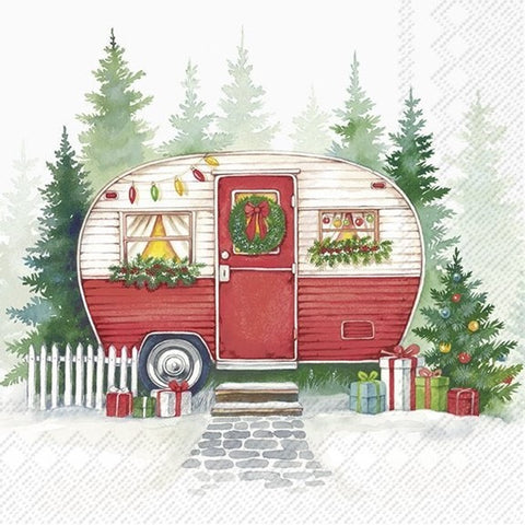 Serviette de table – Roulotte de Noël décorée