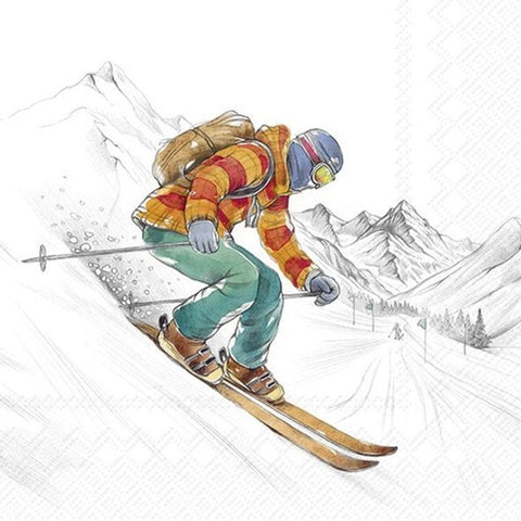 Serviette de table – Skieur en pleine descente