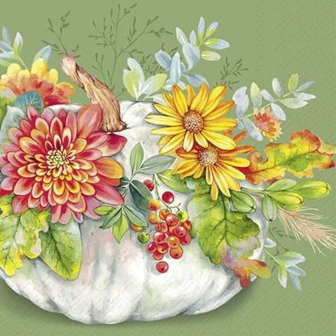 Serviette de table – Citrouille fleurie d’automne