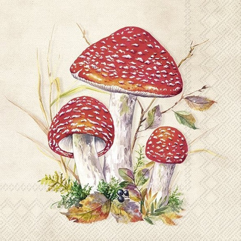 Serviette de table – Champignons rouges en forêt