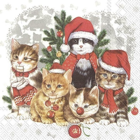 Serviette de table – Chatons de Noël festifs