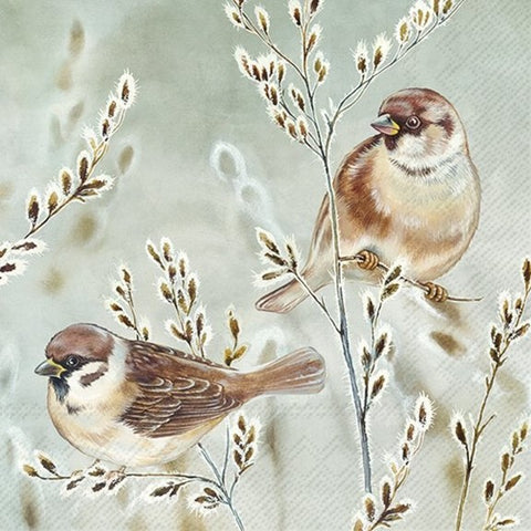 Serviette de table – Oiseaux sur branches de saule