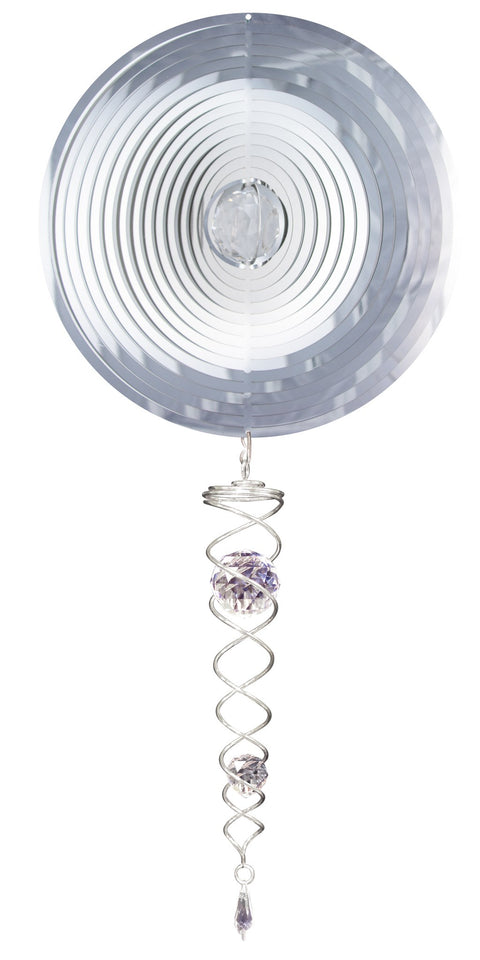 Ensemble tourne-vent – Cercle miroir avec torsade de cristal