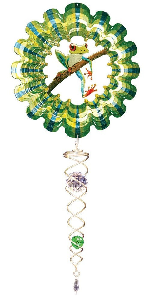 Ensemble tourne-vent – Grenouille avec torsade de cristal