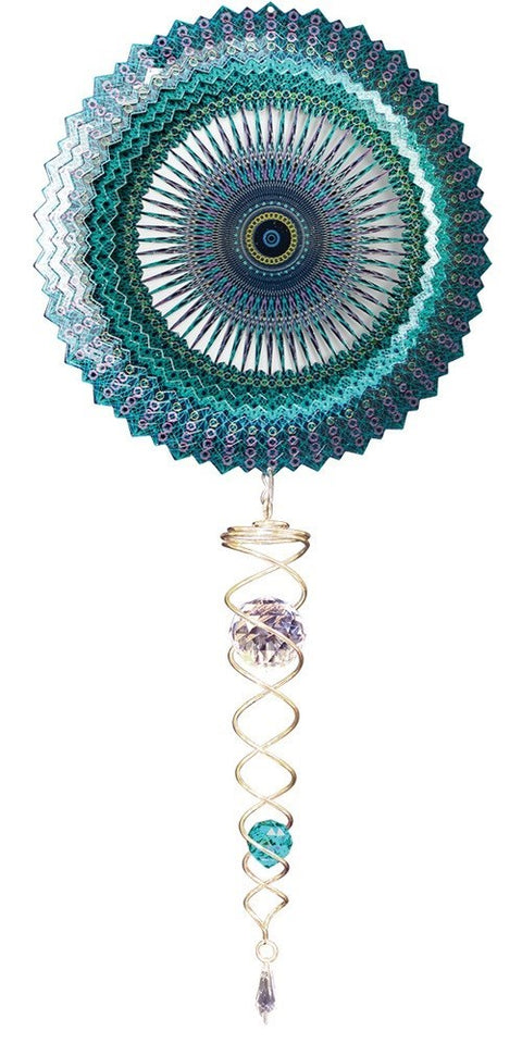 Ensemble tourne-vent – Mandala céleste avec torsade de cristal