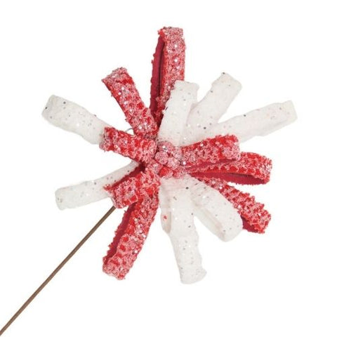 Branche décorative de fleur bouclée rouge et blanche