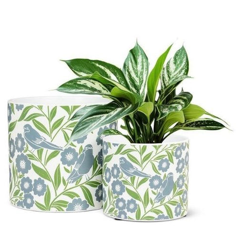 Cache-pot décoratif avec motifs d’oiseaux et fleurs