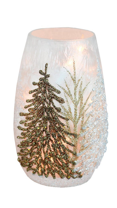 Vase lumineux en verre givré