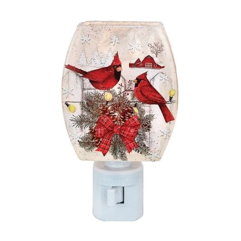 Veilleuse décorative avec deux cardinaux