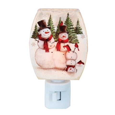 Veilleuse décorative avec famille de bonhommes de neige