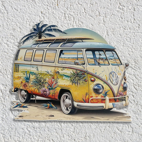 Affiche en métal – VW Bus jaune