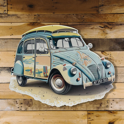 Affiche mural en métal - Voiture de plage