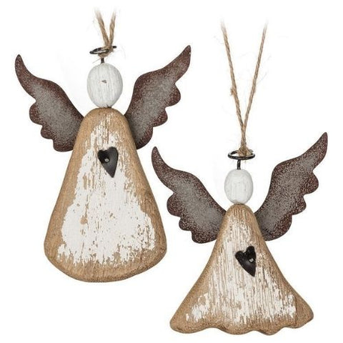 Ornement ange rustique en bois