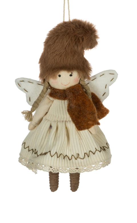 Ornement ange beige en tissu