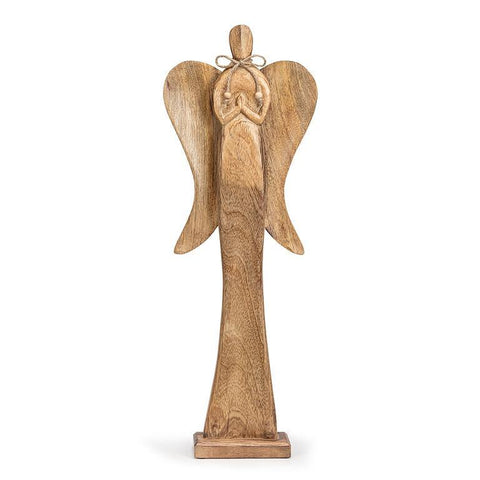 Décoration ange en bois sur base