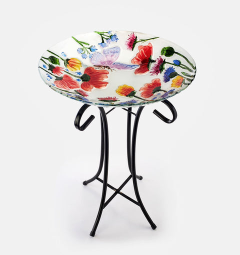 Support de bain d'oiseaux floral