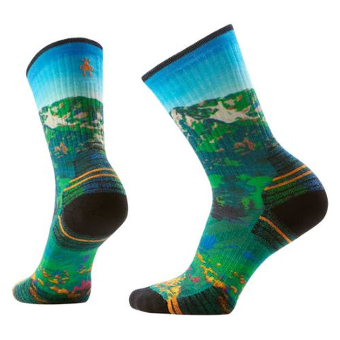 Chaussettes de randonnée pour femmes imprimé lac et montagne