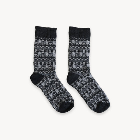 Chaussette en alpaga gris mosaïque