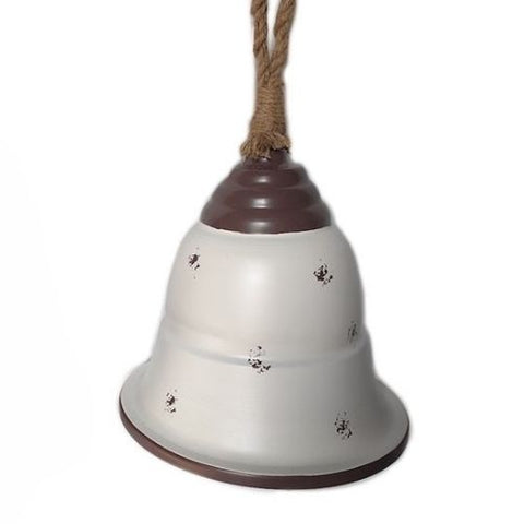 Grande cloche décorative en métal blanc