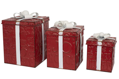 Boîte cadeau décorative en métal rouge
