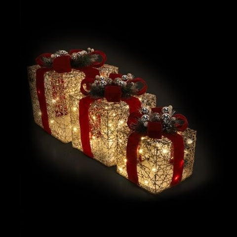 Boîte-cadeau lumineuse dorée