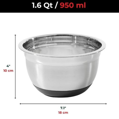 Bol à mélanger en acier inoxydable avec base en silicone