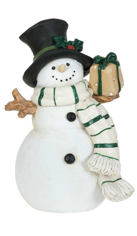 Figurine de bonhomme de neige avec cadeau