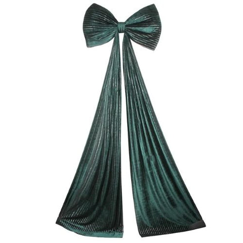 Boucle décorative en velours rayé vert forêt