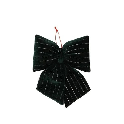Boucle décorative en velours rayé vert forêt