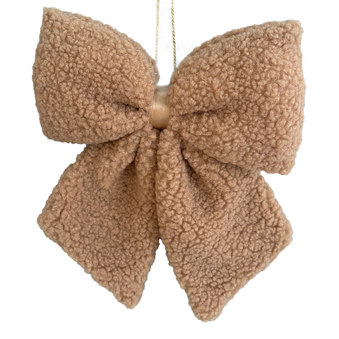 Boucle décorative brune en tissu sherpa