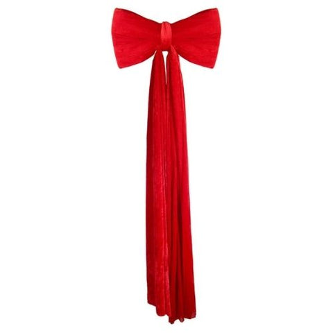 Grande boucle rouge en velours avec longs pans