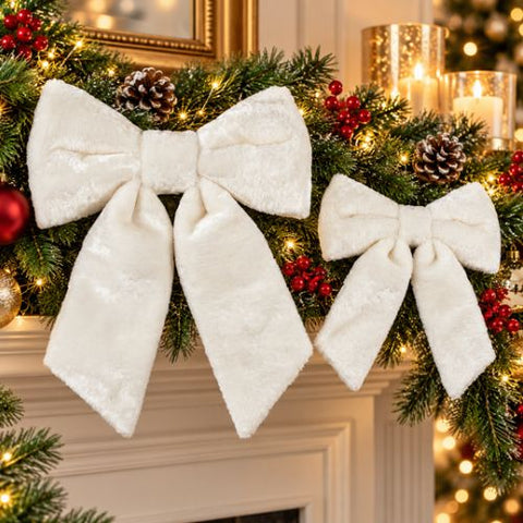 Boucles décoratives en velours blanc crème