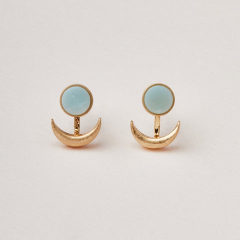 Boucles d’oreilles lune et amazonite – Pierre du courage