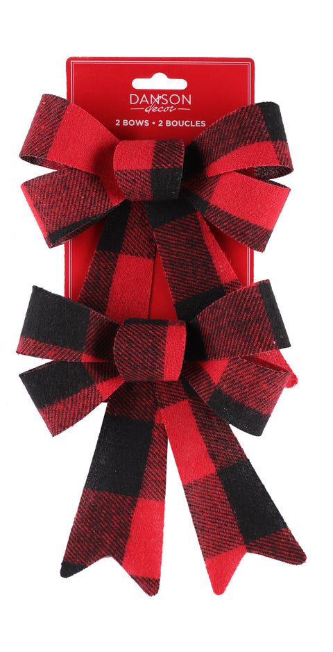 Ensemble de 2 boucles rouge et noir à grand carreau