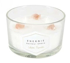 Bougie parfumée Énergie avec pierres naturelles – Senteur Ambre