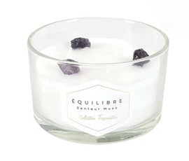 Bougie parfumée Équilibre avec pierres naturelles – Senteur Musc