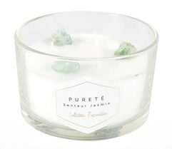 Bougie parfumée Pureté avec pierres naturelles – Senteur Jasmin