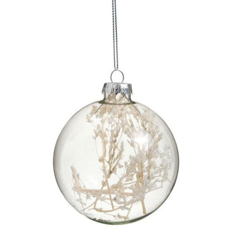 Boule de Noël en verre avec fleurs