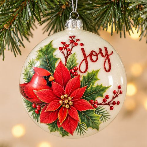 Boule de Noël avec poinsettia