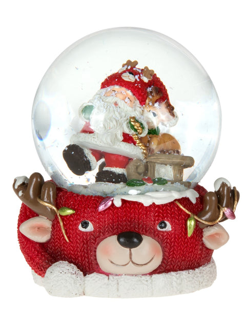 Boule à neige Père Noël avec base renne tricotée
