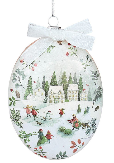 Boule illuminée avec scène hivernale