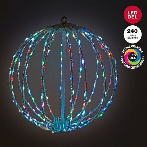 Boule lumineuse multicolore en métal à 240 DEL