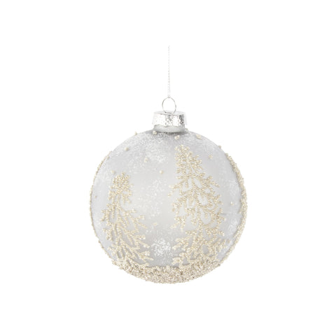 Boule de Noël givrée avec sapins dorés