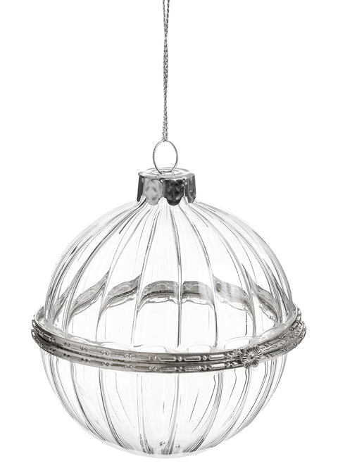 Boule de Noël en verre transparent avec finition argentée